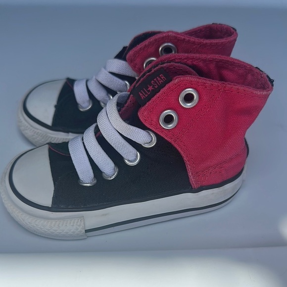 Converse Black and Pink High-Top Sneakers Classic Design - Picture 2 of 4